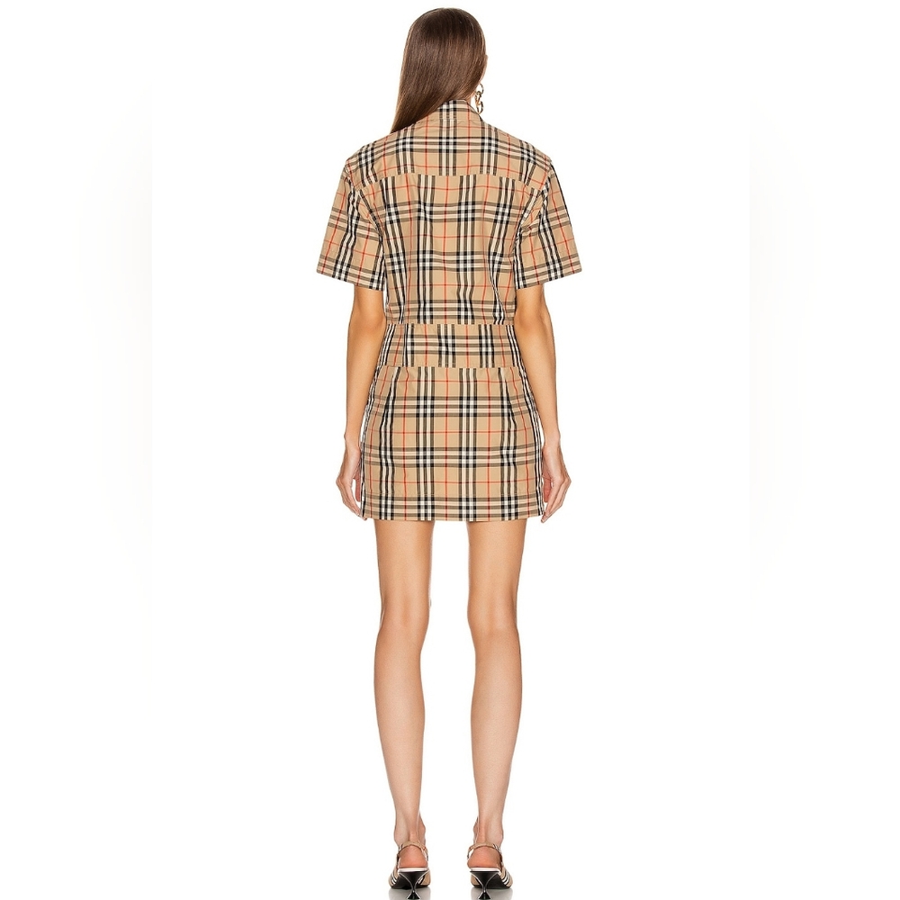 Burberry Beige Vintage Check Short Sleeve Shirt Dress - Picture 3 of 6